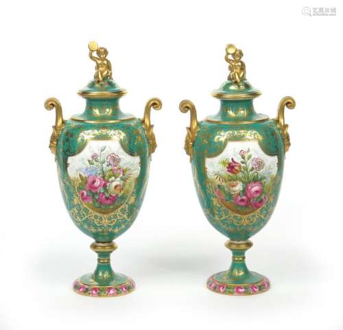A large pair of Copeland Spode vases and covers la...;