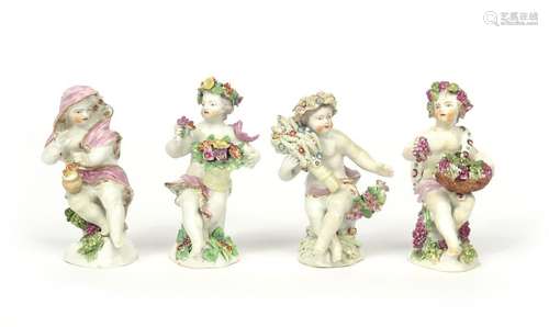 A rare set of Derby figures of the Infant Seasons ...;