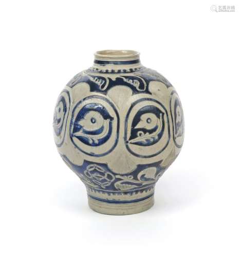 An unusual Westerwald stoneware jar or albarello m...;