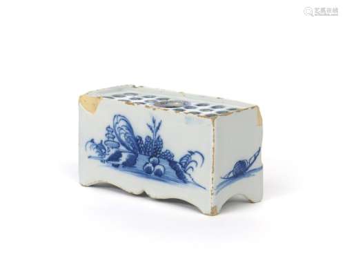 A small delftware flower brick c.1750, the rectang...;