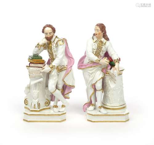 A good pair of Derby figures of Shakespeare and Mi...;