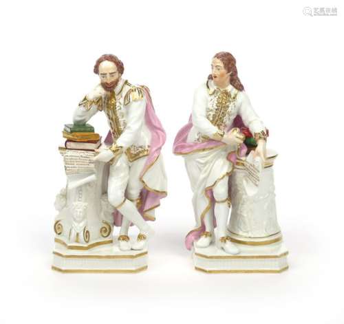 A good pair of Derby figures of Shakespeare and Mi...;