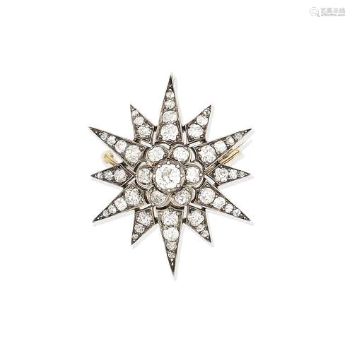 A diamond star brooch, circa 1890