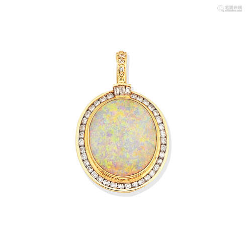 An opal and diamond pendant