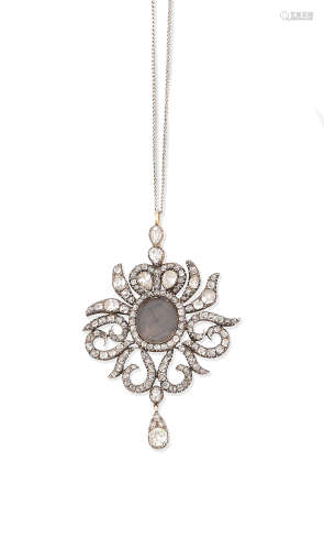 (2) An early 19th Century diamond memorial pendant