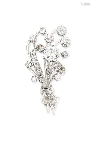 A diamond spray brooch, circa 1950