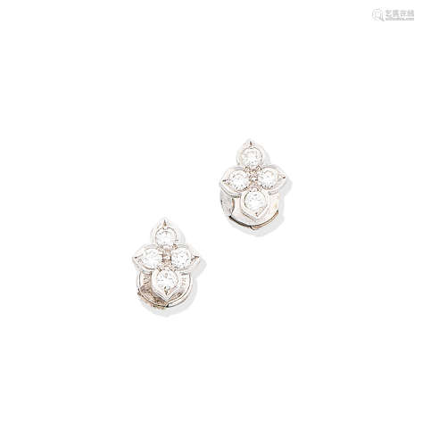 A pair of diamond earstuds, by Cartier