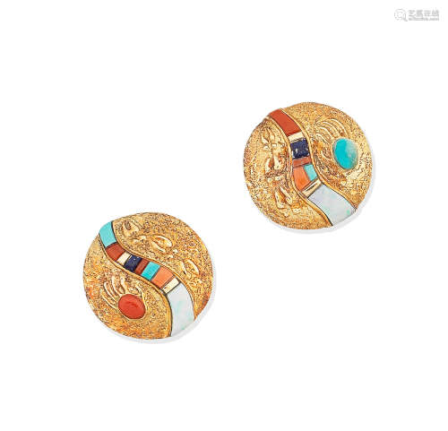 A pair of gem-set cufflinks, by Monongya