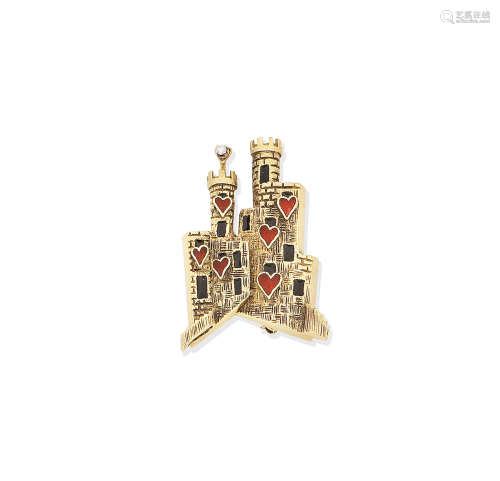 An enamel and diamond novelty brooch, by Cartier