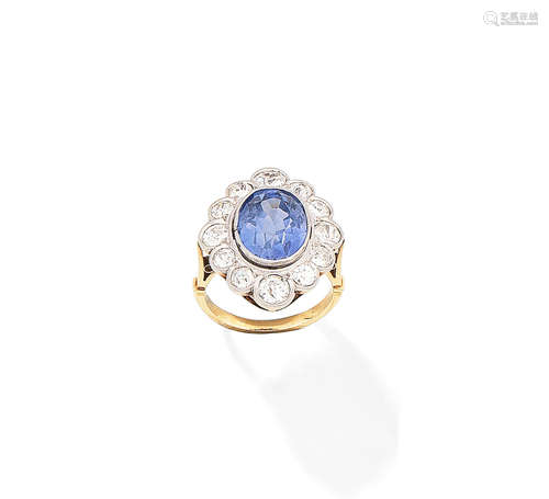 A sapphire and diamond cluster ring