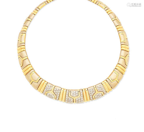 A diamond-set fancy-link collar