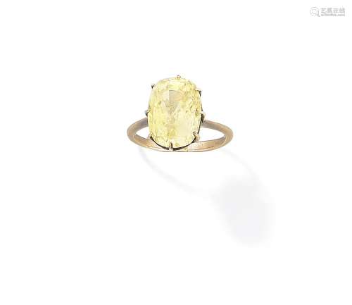 A yellow sapphire ring