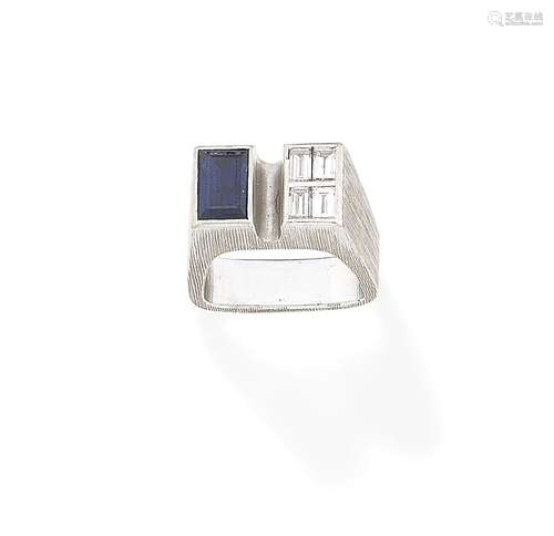 A sapphire and diamond ring, by Grima, circa 1975