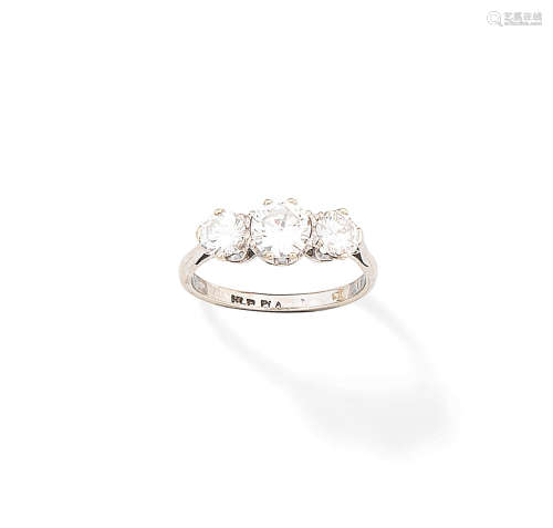 A diamond three-stone ring