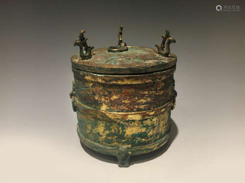漢代銅鎏金酒樽
