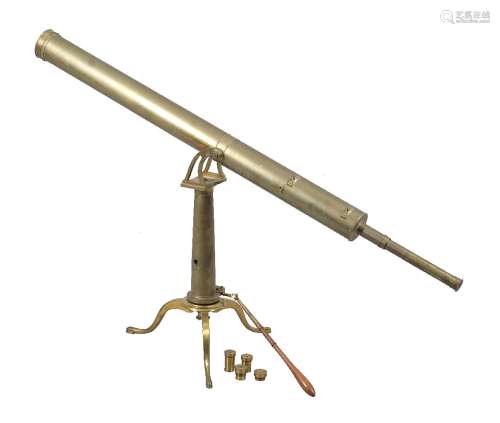 A George III lacquered brass 3-inch refracting telescope