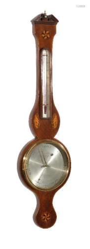 A Regency inlaid mahogany mercury wheel barometer