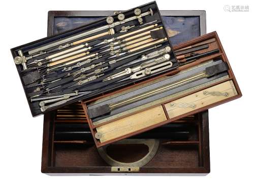 ϒ A fine Victorian rosewood magazine of draughtsman’s drawing instruments