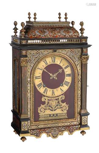 ϒ A fine Louis XIV gilt brass mounted Boulle ‘religieuse’ table clock of one month duration