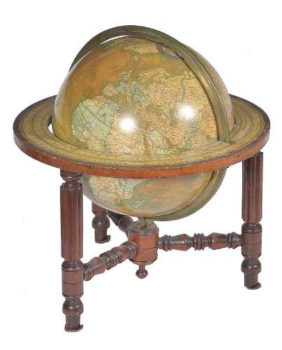 A late Victorian 12 inch library table globe