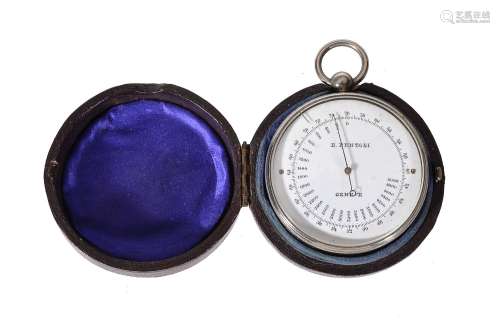 A rare Swiss electroplated aneroid pocket barometer compendium with altimeter