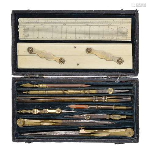 ϒ A George III shagreen cased set of drawing instruments