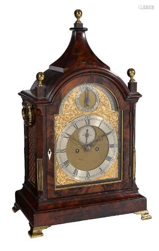 A fine George III brass mounted mahogany table clock