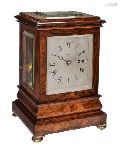 ϒ A fine early Victorian rosewood five-glass mantel timepiece