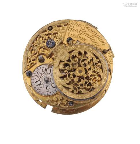 A fine and rare Queen Anne verge pocket watch movement