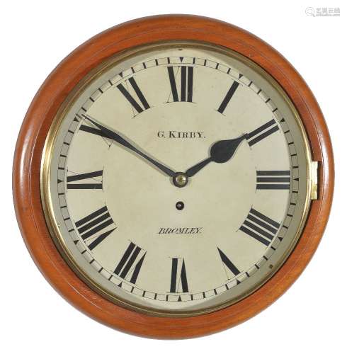 A Victorian mahogany fusee wall dial timepiece