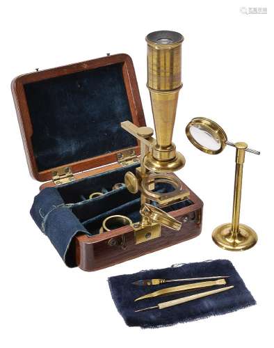 A Cary/Gould-type lacquered brass portable compound microscope