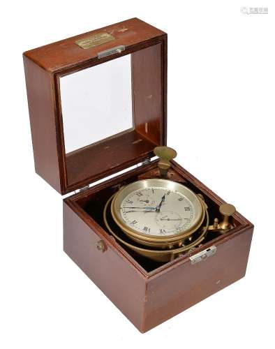 A mahogany cased two-day marine chronometer