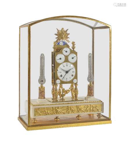 A fine French Louis XVI ormolu mounted skeleton clock with full annual calendar