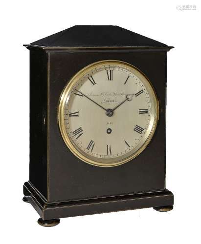 A Fine Victorian patinated bronze mantel timepiece with platform lever escapement