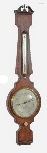 A Regency figured mahogany mercury wheel barometer