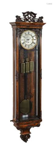 ϒ A Fine Viennese inlaid rosewood grande-sonnerie striking regulator wall clock