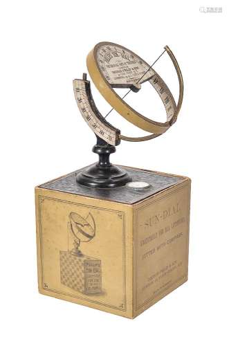 ϒ.A German ebony brass and card universal equinoctial sundial