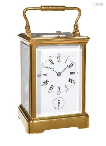 A French gilt brass grande sonnerie striking carriage clock with push-button repeat and alarm
