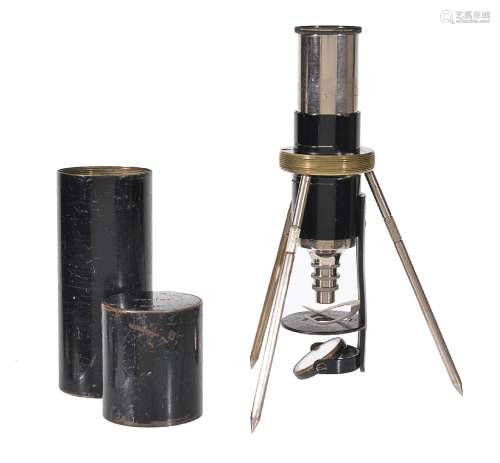 A German oxidised brass portable field microscope