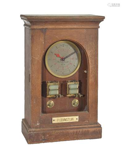 A rare industrial oak cased water level slave dial