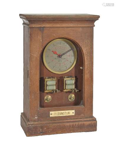 A rare industrial oak cased water level slave dial