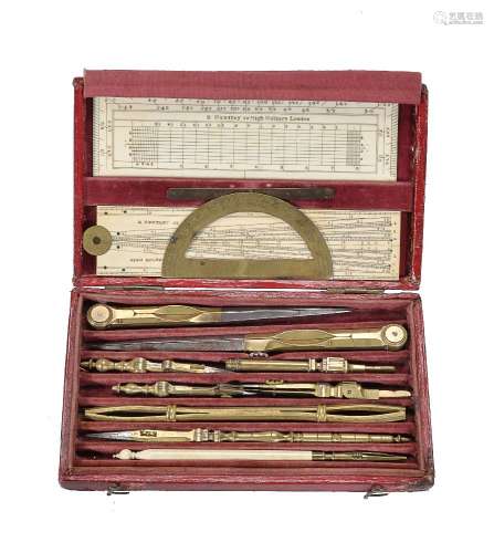 ϒ A Regency cased set of drawing instruments