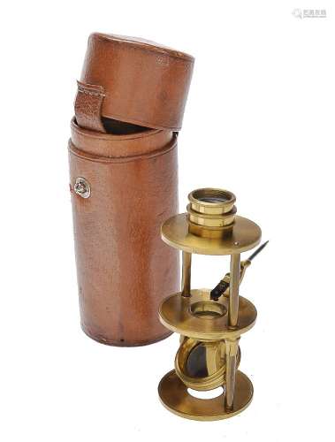 A lacquered brass Withering type botanical microscope
