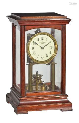A German 400-day torsion timepiece in mahogany four-glass case