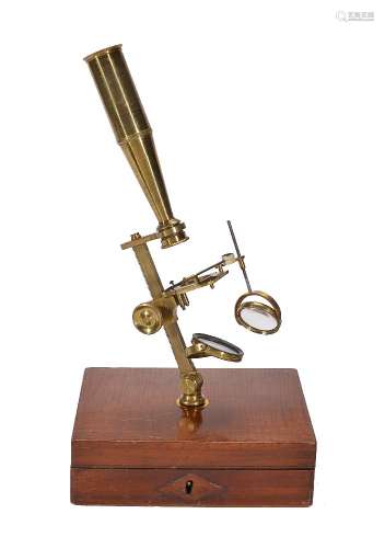 A Cary/Gould-type lacquered brass portable compound microscope