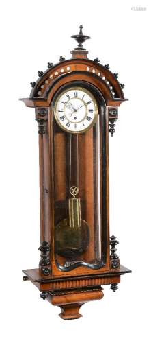 A Viennese walnut small regulator wall timepiece