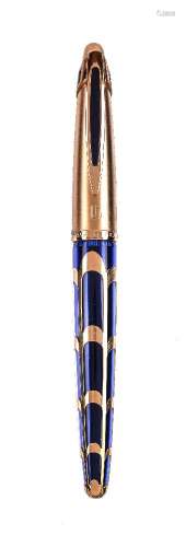 Waterman, Boucheron, a limited edition blue resin and gold filigree fountain pen