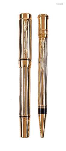 Parker, Duofold International Model B, a prototype two tone fountain pen and ball point pen