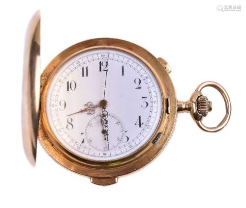 Volta,18 carat gold full hunter minute repeating chronograph keyless wind pocket watch