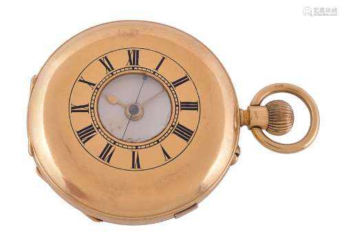 Victor Levy & Co.,18 carat gold half hunter keyless wind chronograph pocket watch